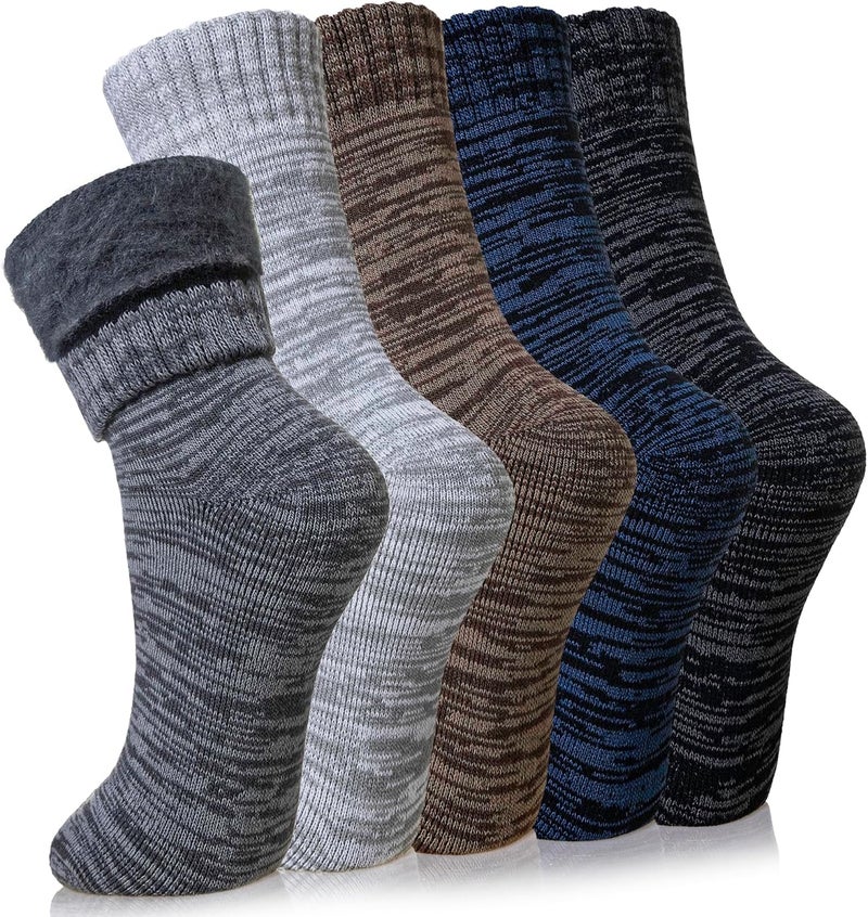 Velice Winter Warm Thermal Socks for Women Extra Thick Insulated Heated Crew Boot Socks for Cold Weather 5 Pairs - Image 1
